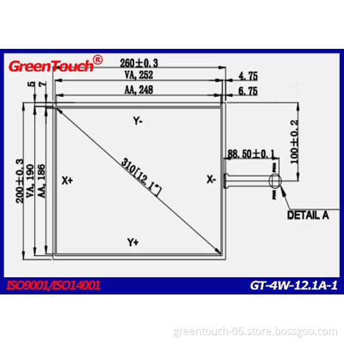 12.1 inch 4 Wire Resistive Touch screen overlay ,CE, FCC,RoHS approved 4 wire resistive touch screen